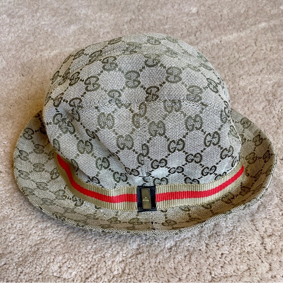 Rare Vintage Gucci Women’s Fedora Bucket Hat, Cloth, w GG monogram. Small - Picture 3 of 9